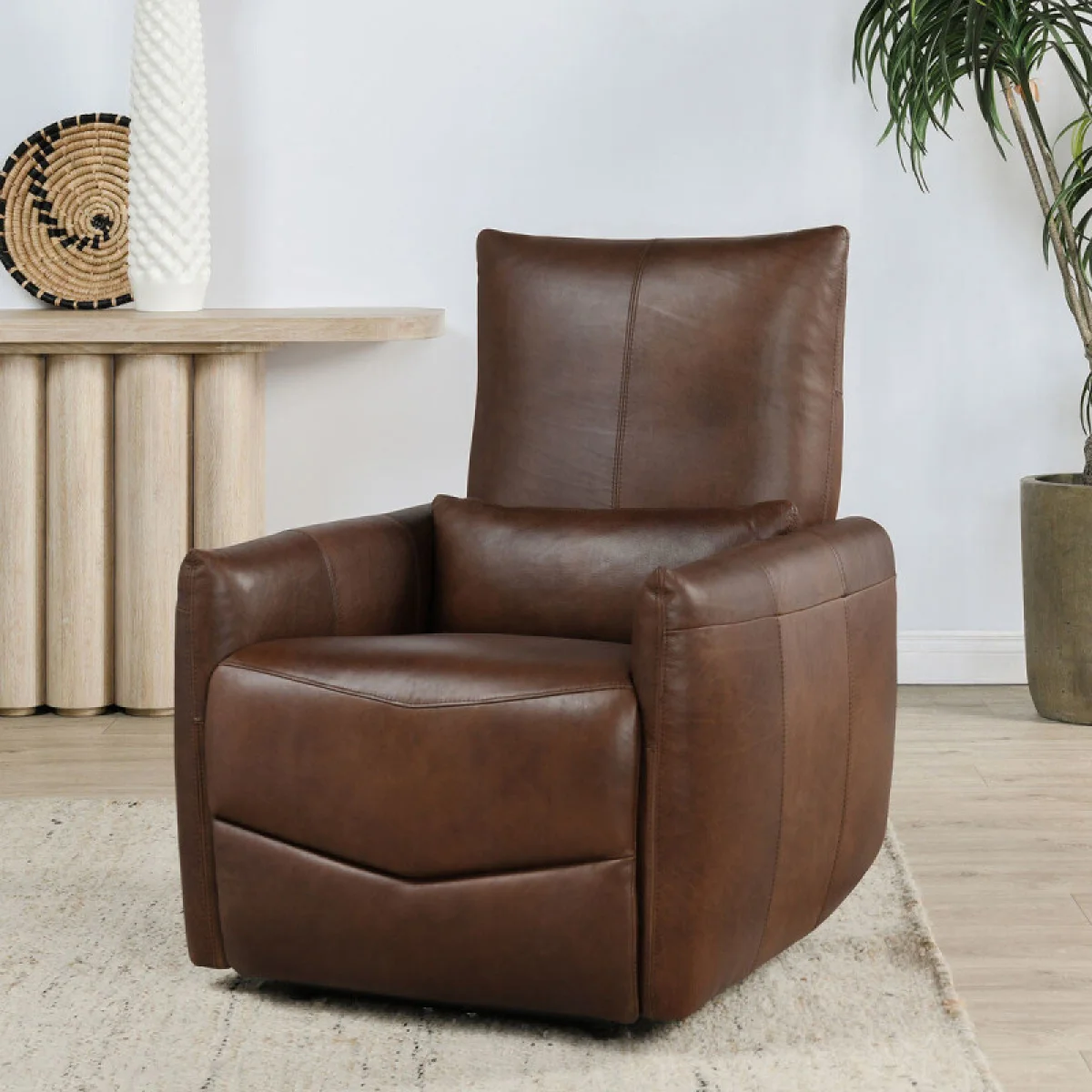 Thaya Leather Power Recliner Recliners Antique Brown 13