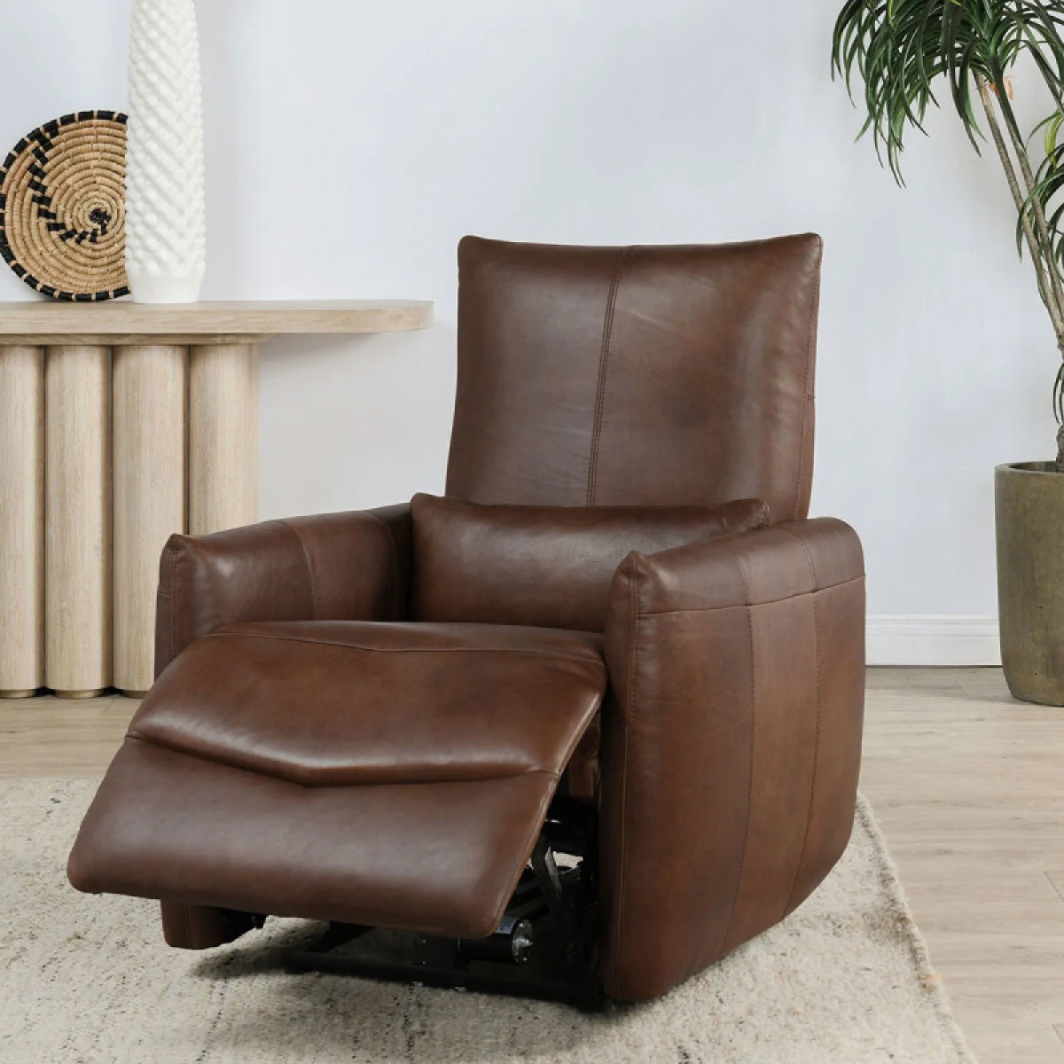 Thaya Leather Power Recliner Recliners Antique Brown 14