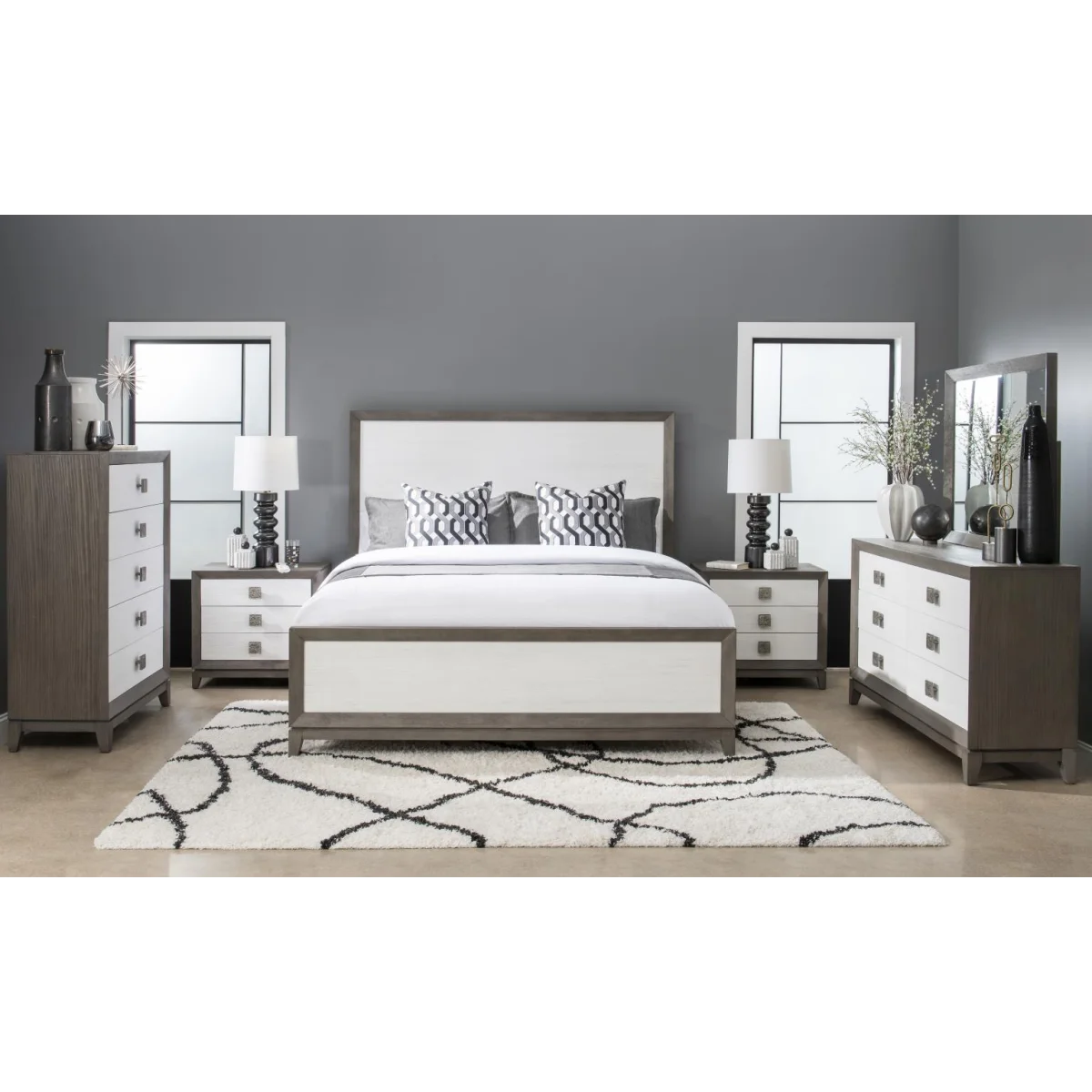 Nightstand – 3 Drawers -midnight/white Cloud Nightstands Gray 10