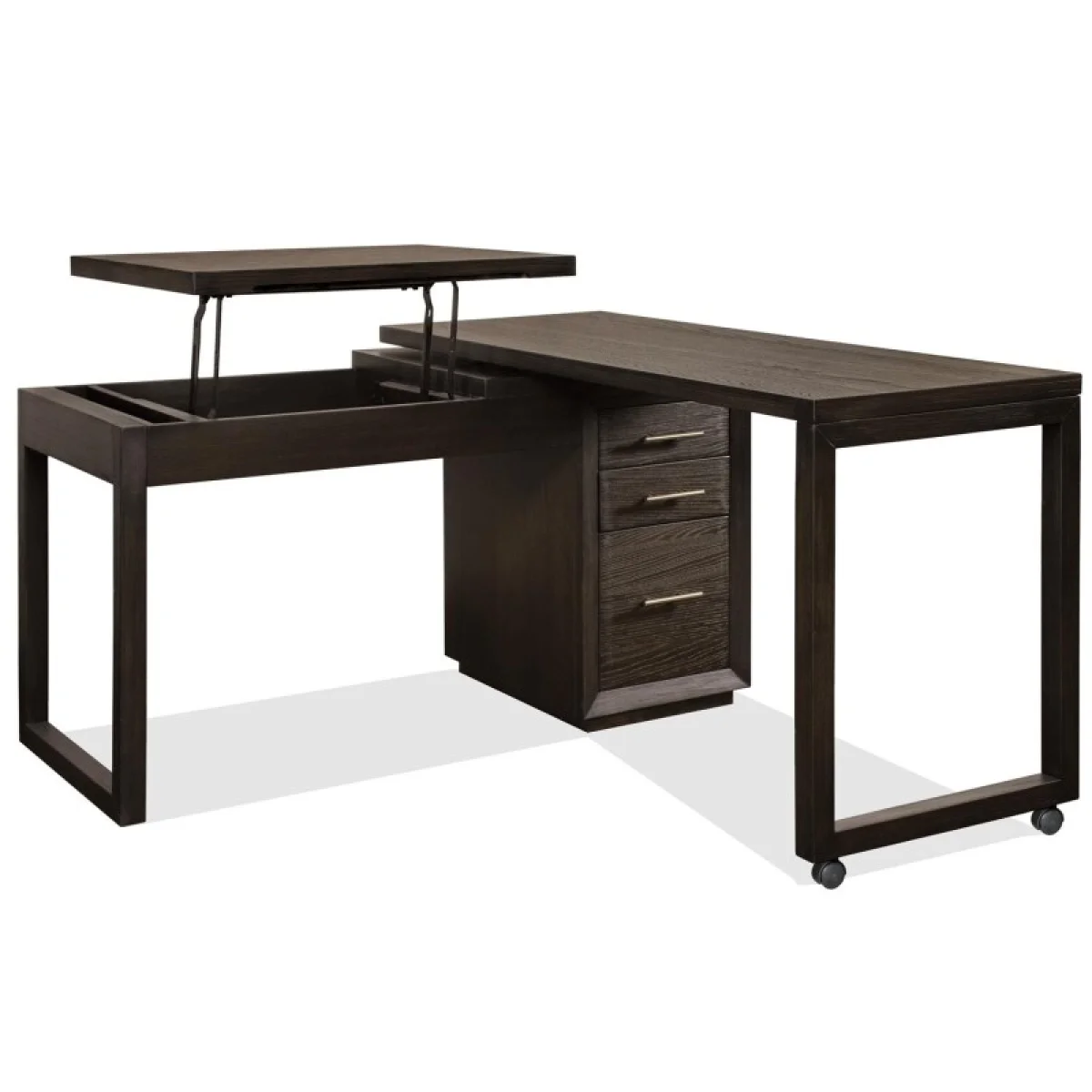 Swivel Lift-top L-desk Desks Brown 18