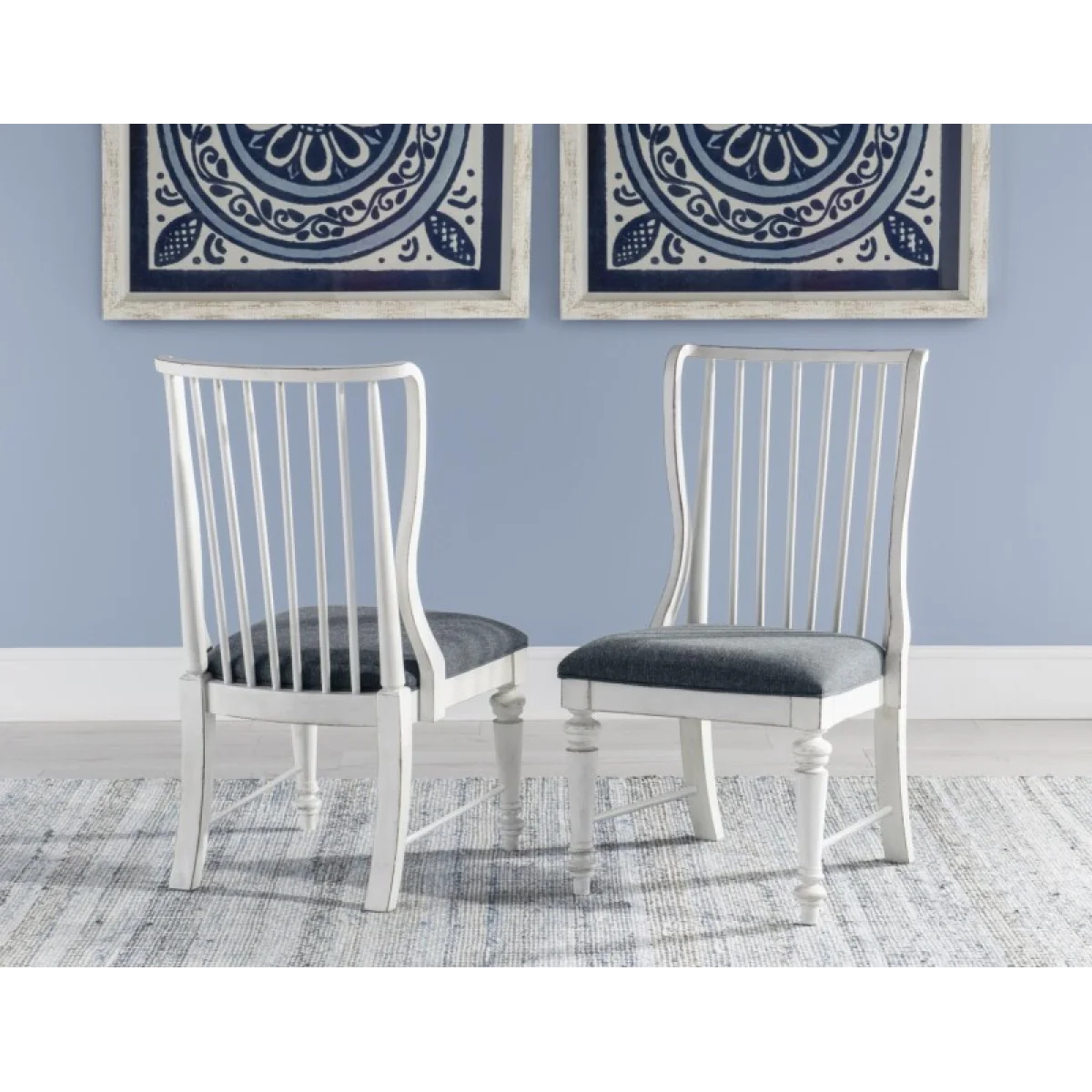 Slat Back Side Chair Chairs & Benches Aged White 8