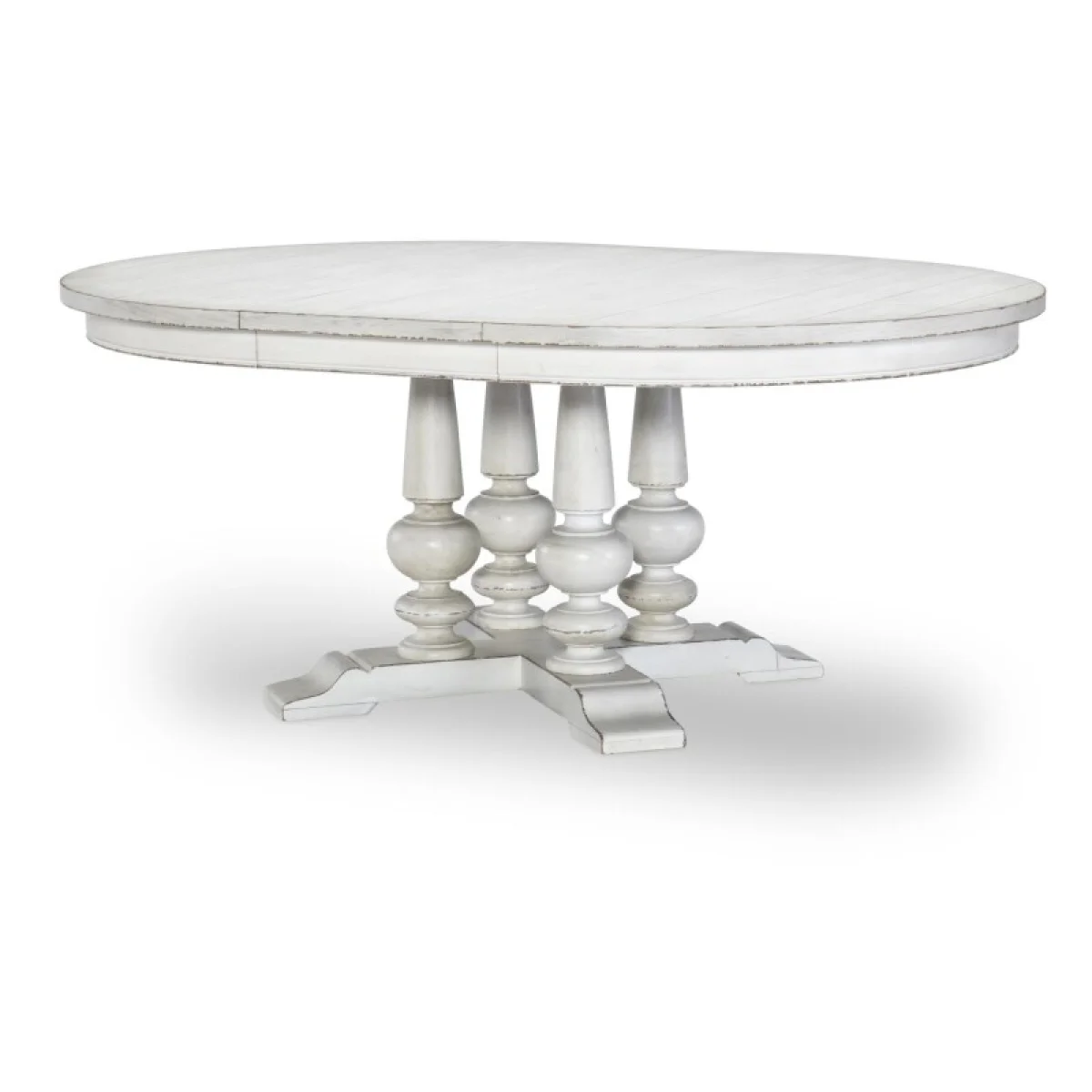 Complete Round Table Dining Sets Aged White 7