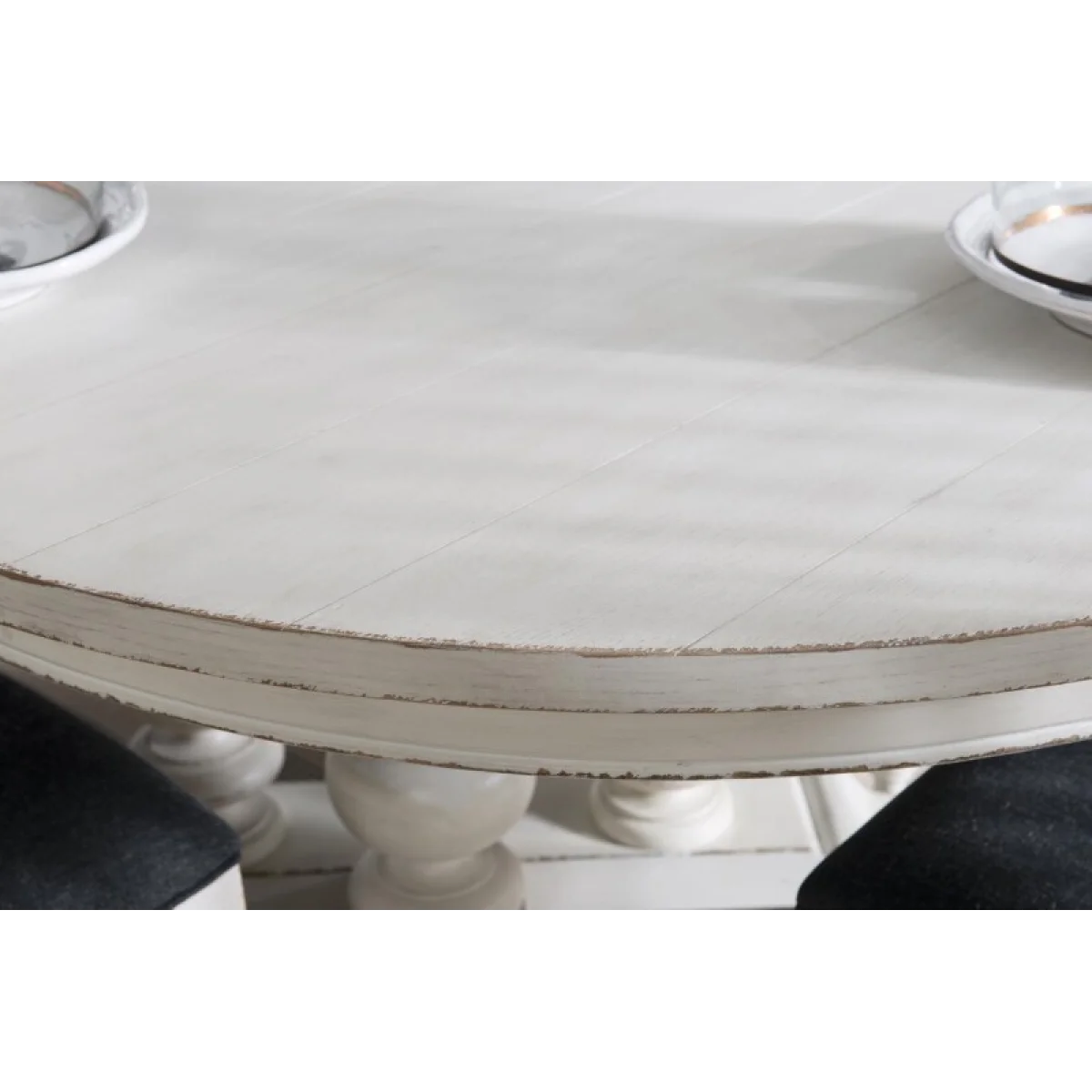 Complete Round Table Dining Sets Aged White 11