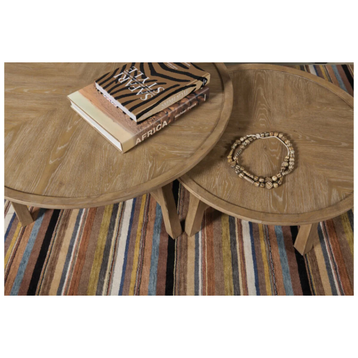 Milo Round Coffee Table Set Cocktail & Coffee Tables Brown 7