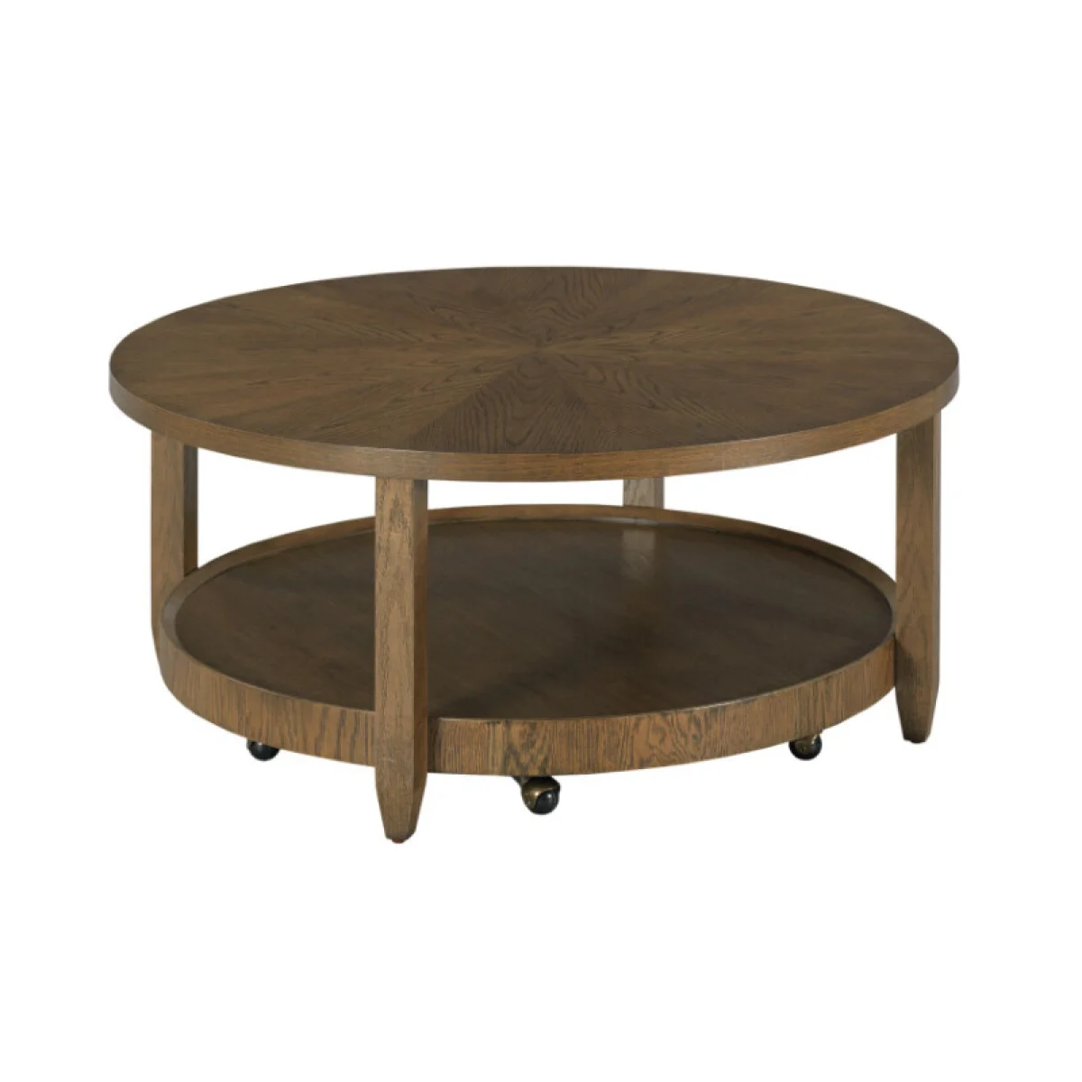 Eldon Round Coffee Table W/6 Casters Cocktail & Coffee Tables Brown 4