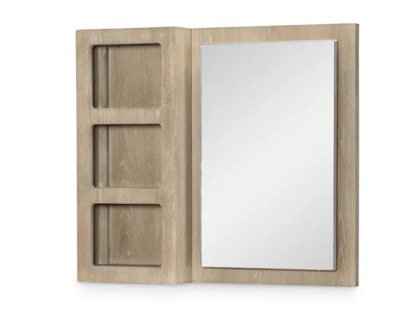 Storage Mirror Weathered Oak Finish Bedroom Mirrors Brown