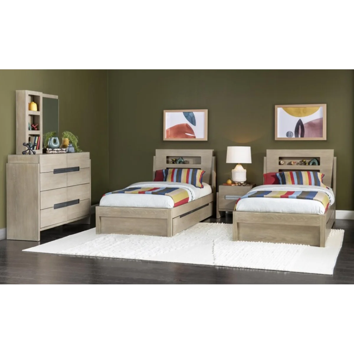 Complete Panel Bed Twin 33 Weathered Oak Finish Youth Beds Brown 7