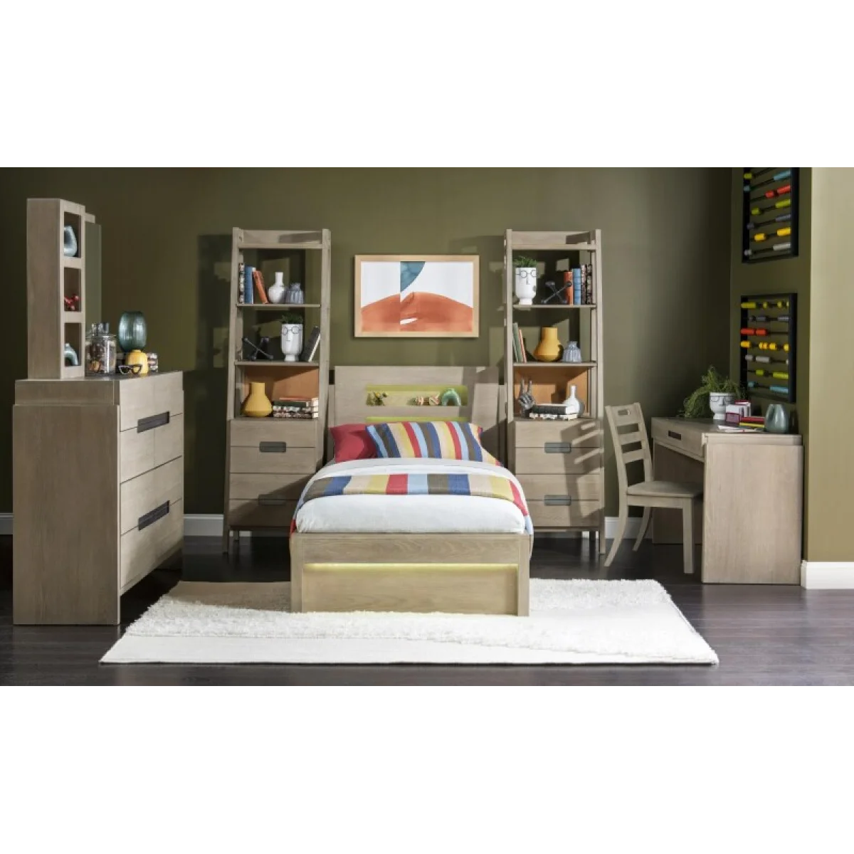 Complete Panel Bed Twin 33 Weathered Oak Finish Youth Beds Brown 8