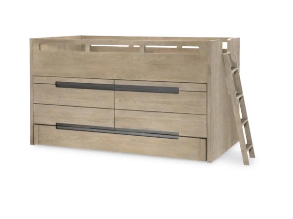 Complete Captains Bed 33 Weathered Oak Finish Youth Beds Brown