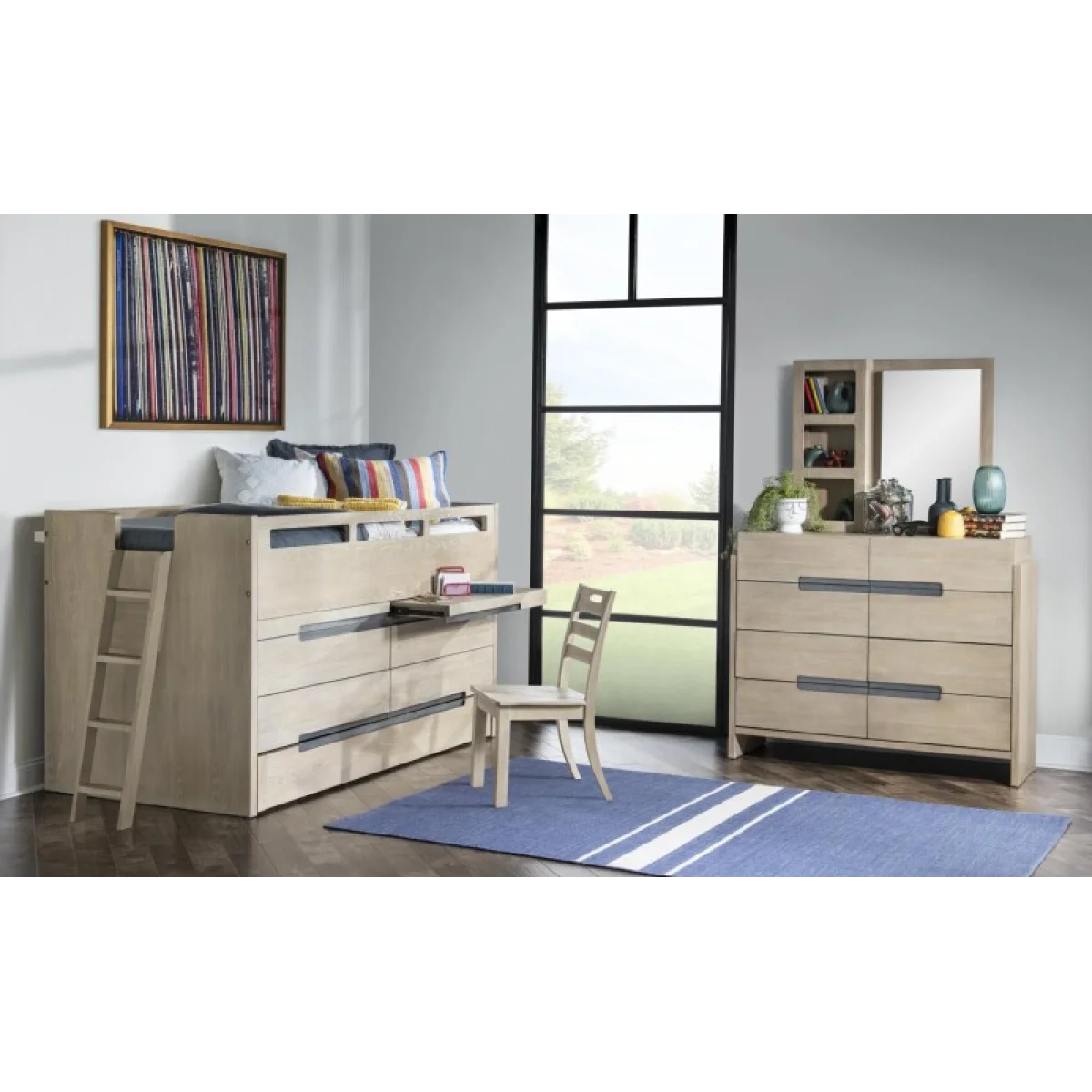 Complete Captains Bed 33 Weathered Oak Finish Youth Beds Brown 6