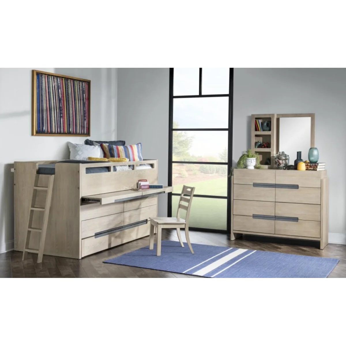 Complete Captains Bed 33 Weathered Oak Finish Youth Beds Brown 7
