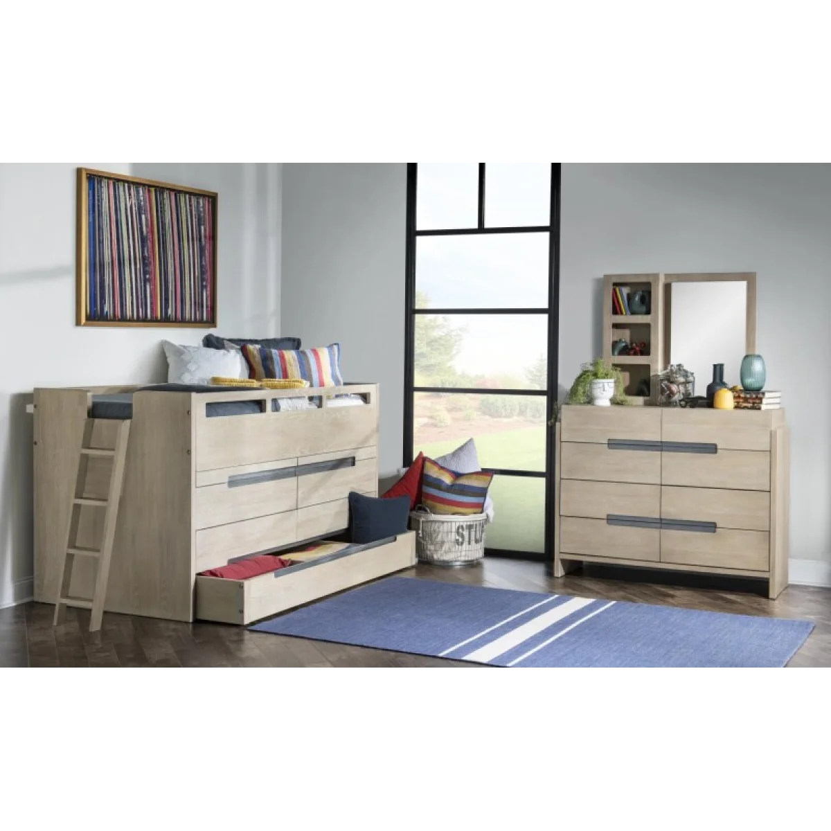 Complete Captains Bed 33 Weathered Oak Finish Youth Beds Brown 8