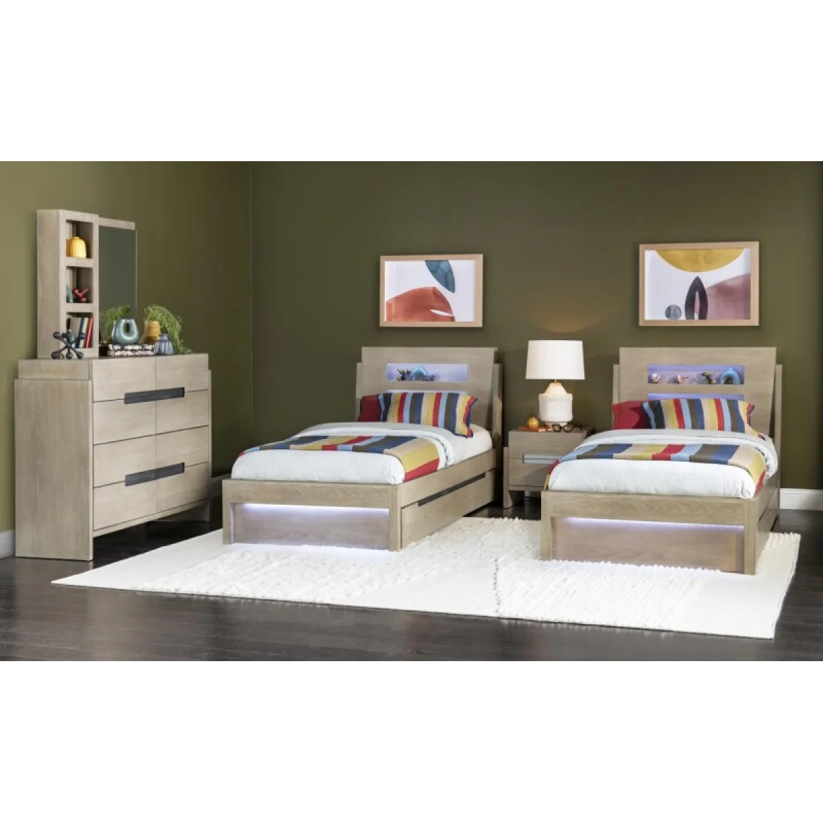 Trundle Storage Drawer Weathered Oak Finish Bed Parts Bed Parts 6