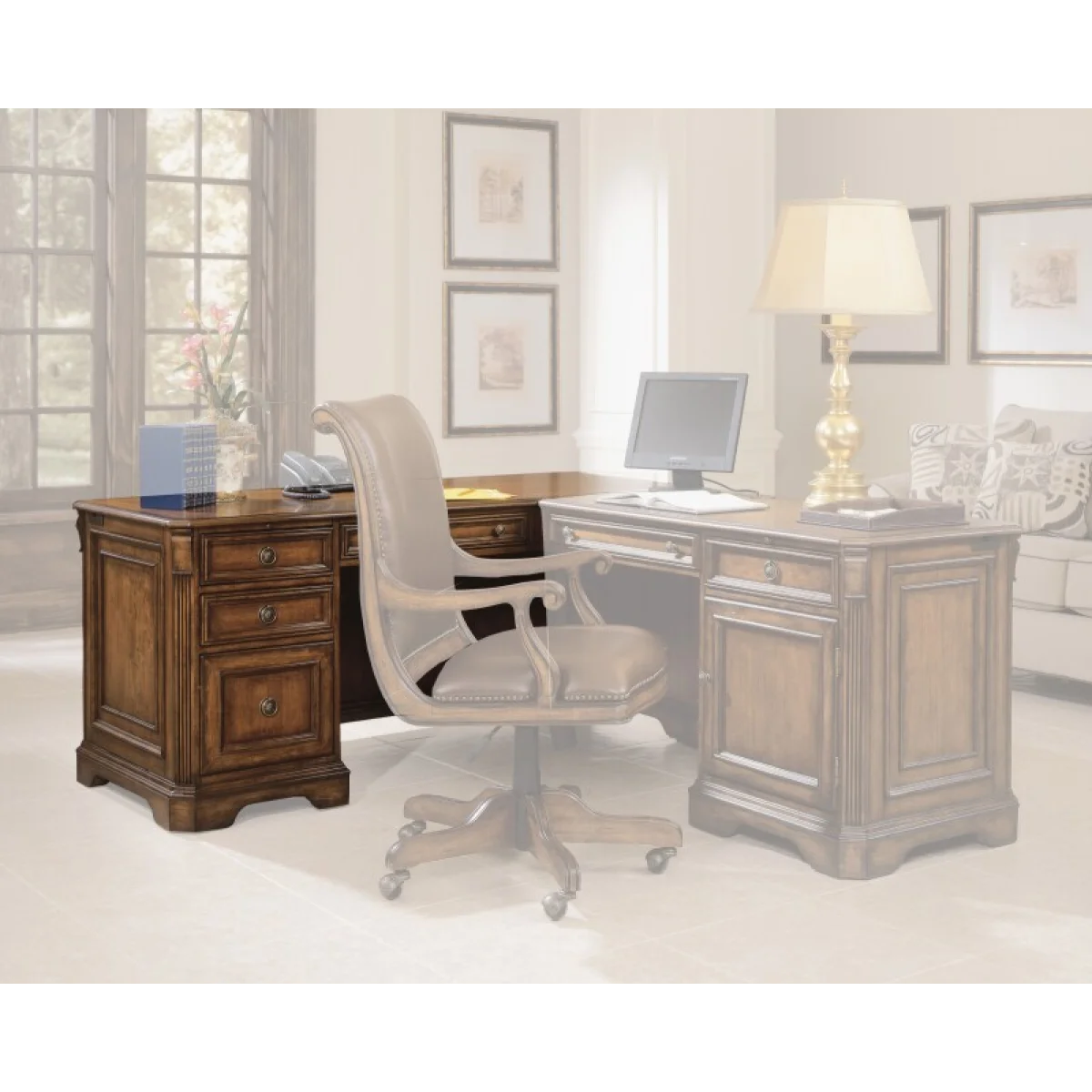 Home Office Brookhaven Left Pedestal Desk Desks Brown 4