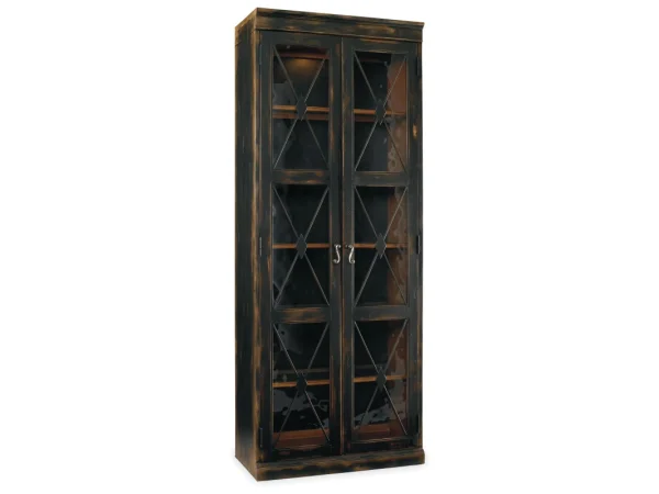 Sanctuary Two-Door Thin Display Cabinet – Ebony Dining Storage black