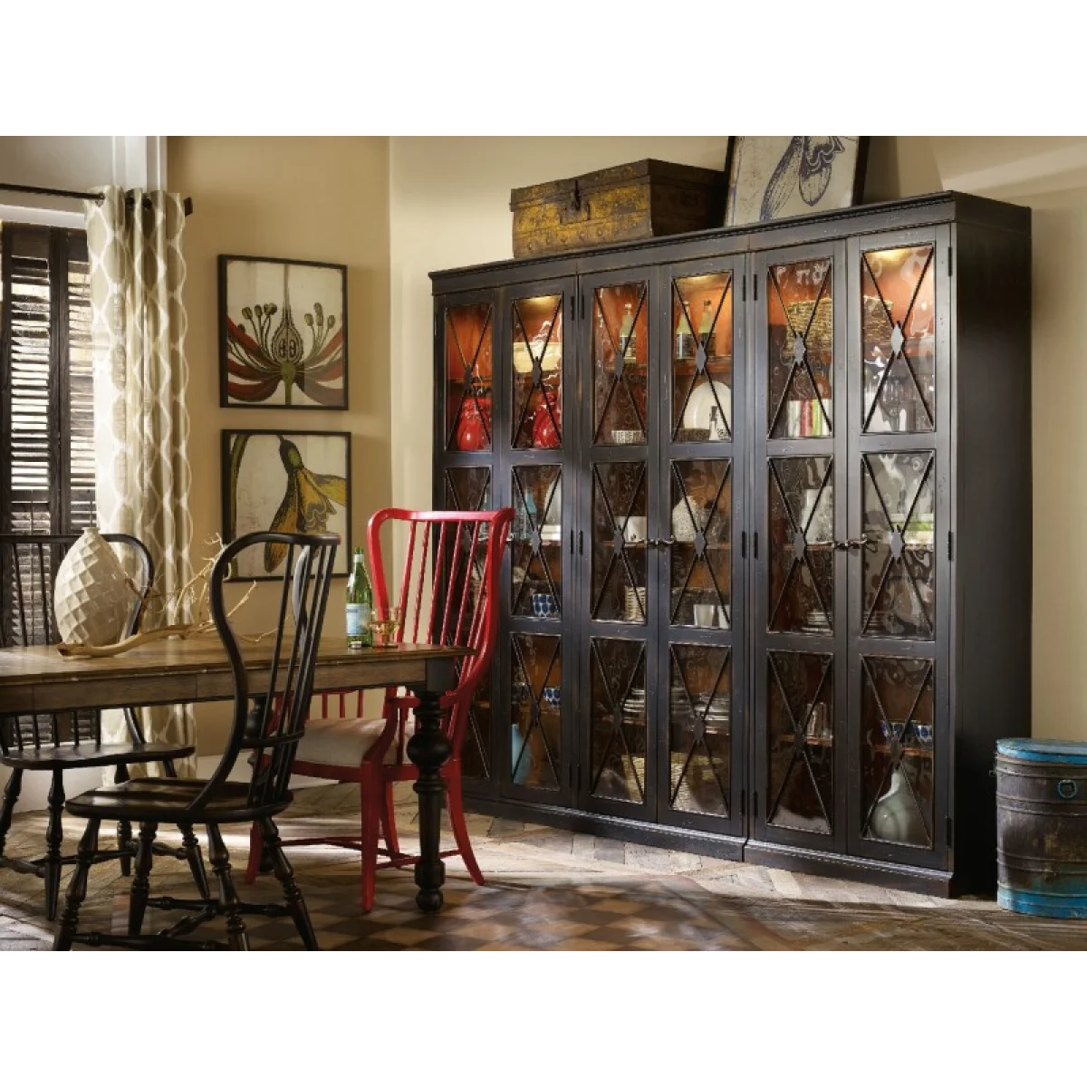Sanctuary Two-Door Thin Display Cabinet – Ebony Dining Storage black 8