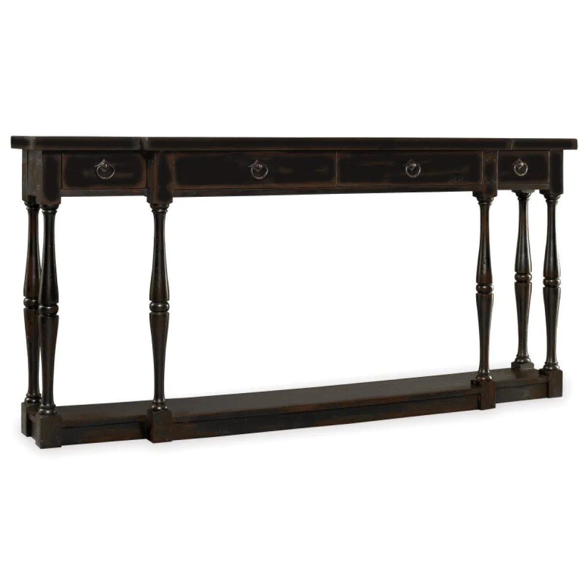 Sanctuary Four-Drawer Thin Console – Ebony Console Tables Blacks 4
