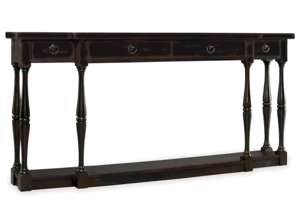 Sanctuary Four-Drawer Thin Console – Ebony Console Tables Blacks