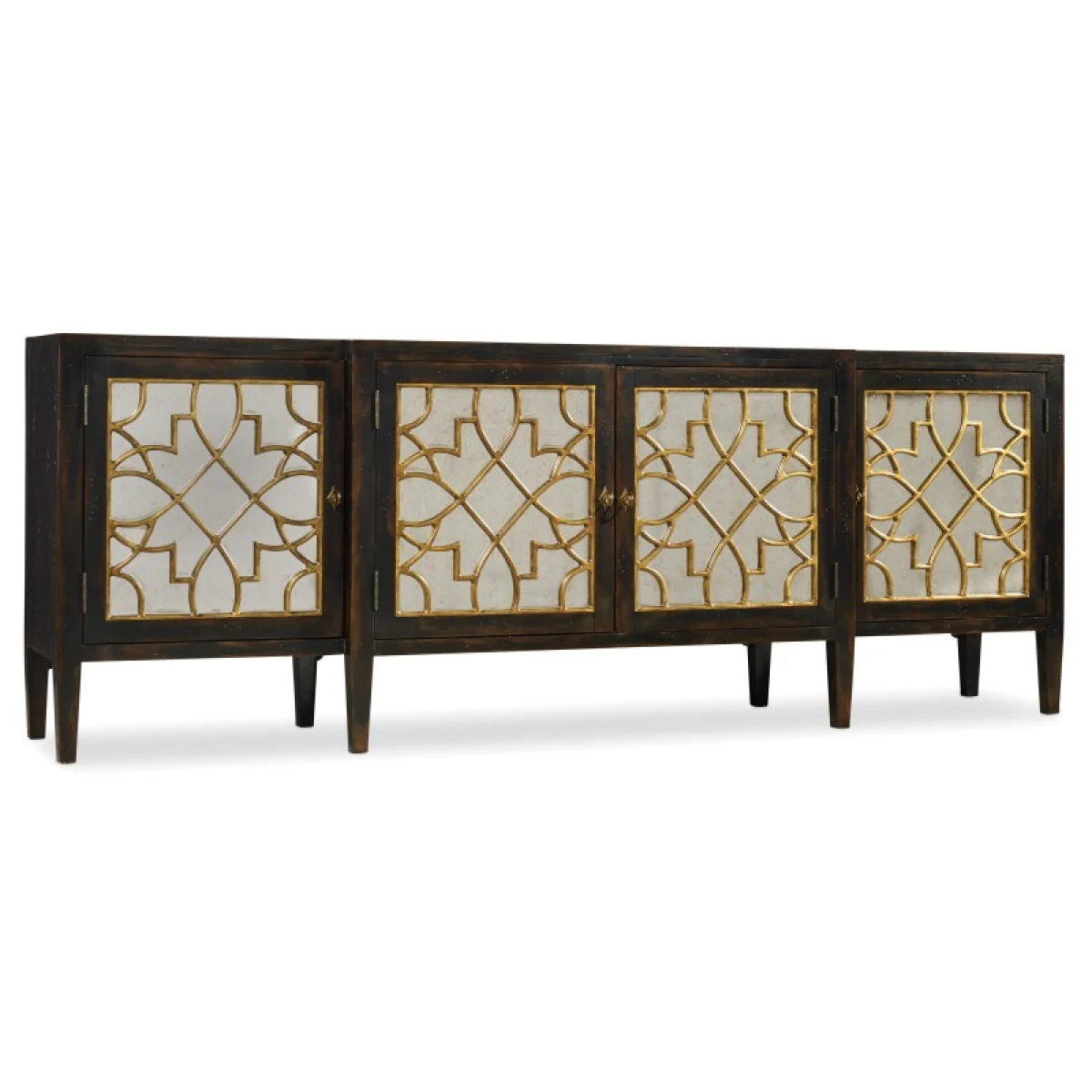 Sanctuary Four Door Mirrored Console- Ebony Accent Furniture Accent Furniture 4