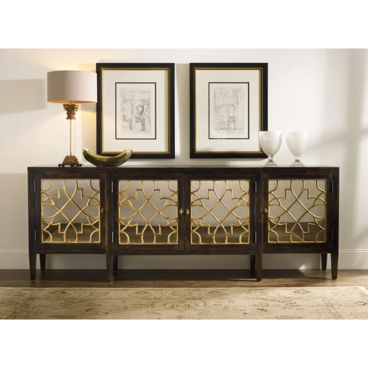 Sanctuary Four Door Mirrored Console- Ebony Accent Furniture Accent Furniture 6