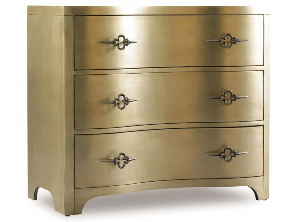 Sanctuary Three-Drawer Shaped Front Gold Chest Accent Furniture Accent Furniture