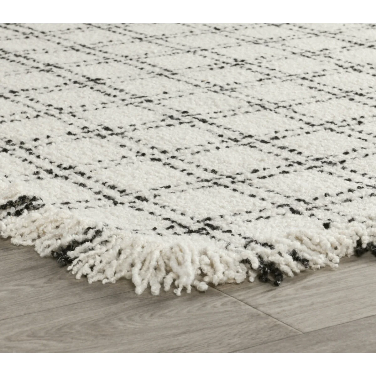 Bradbury Wool 8’x10′ Rugs Check Ivory/Black 7