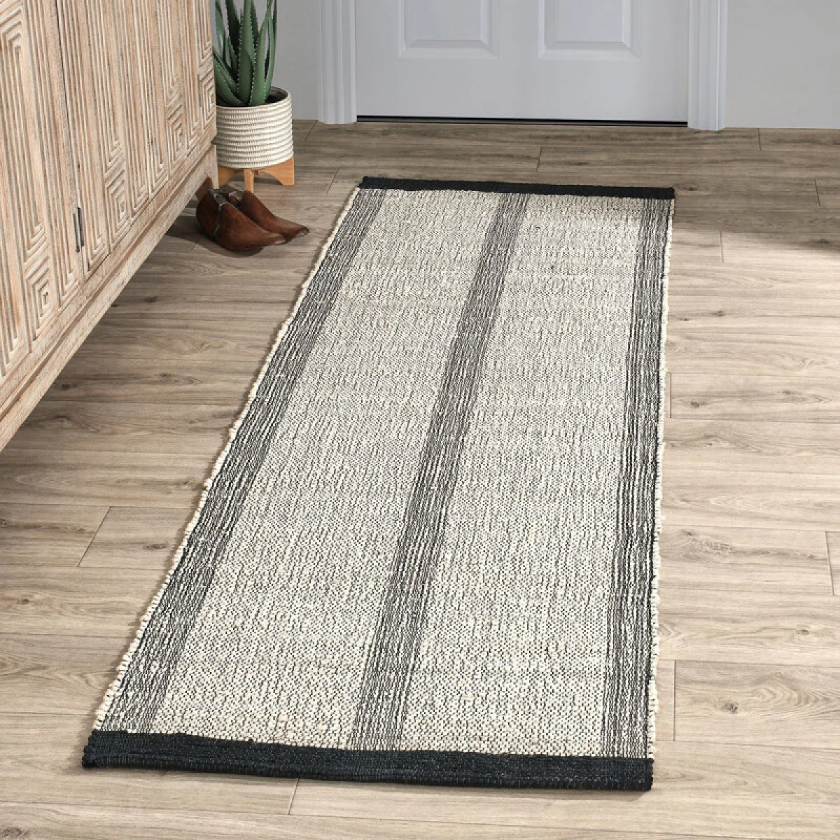 Kochi Stripe Ivory/black 2.6’x8′ Rugs Classic Home 6
