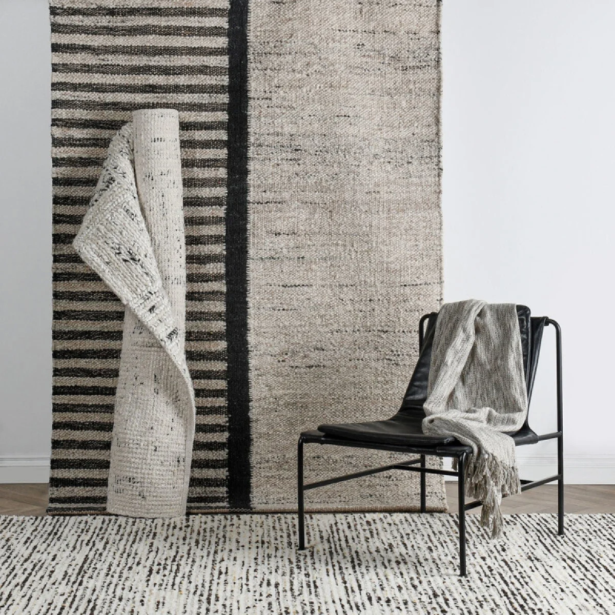 Isa Stripe Ivory/brown 1’x1′ swatch Rugs Classic Home 10