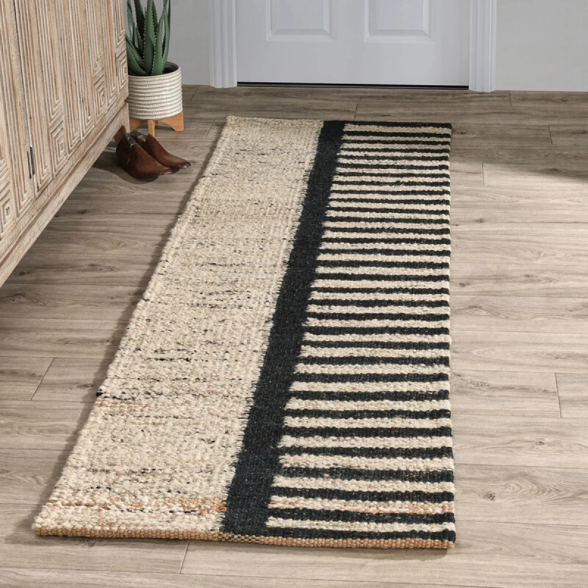 Kofu Stripe Natural/black 2.6’x8′ Rugs Classic Home 8