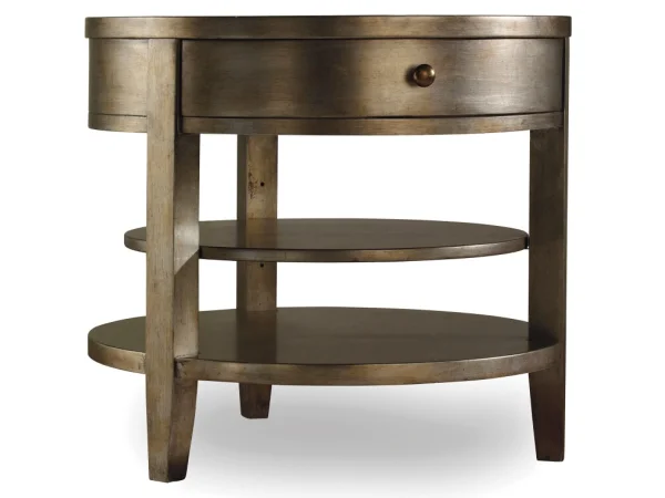 Sanctuary One-Drawer Round Lamp Table – Visage Accent Furniture Accent Furniture