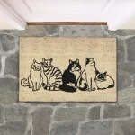Kitty Crew Doormat 24×36 – Black/sand Rugs Classic Home 13