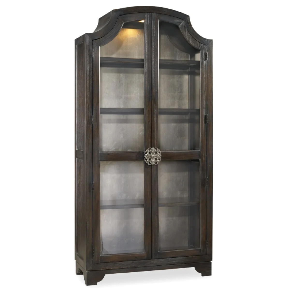 Sanctuary Glass Bunching Curio-Ebony Antiqued Oak Dining Storage Brown 4