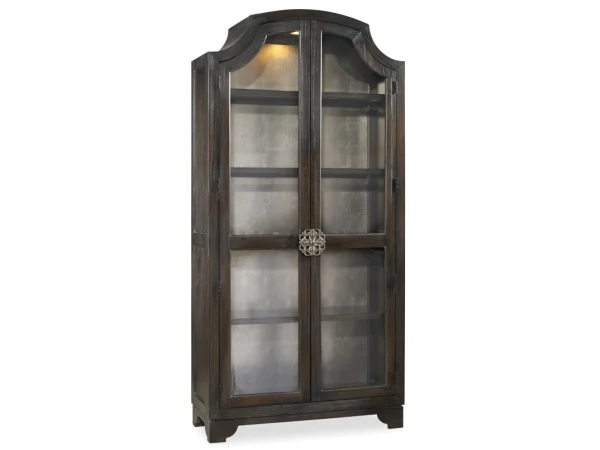 Sanctuary Glass Bunching Curio-Ebony Antiqued Oak Dining Storage Brown