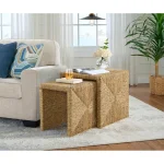 Woven Nesting Table Chairside Tables Brown 18
