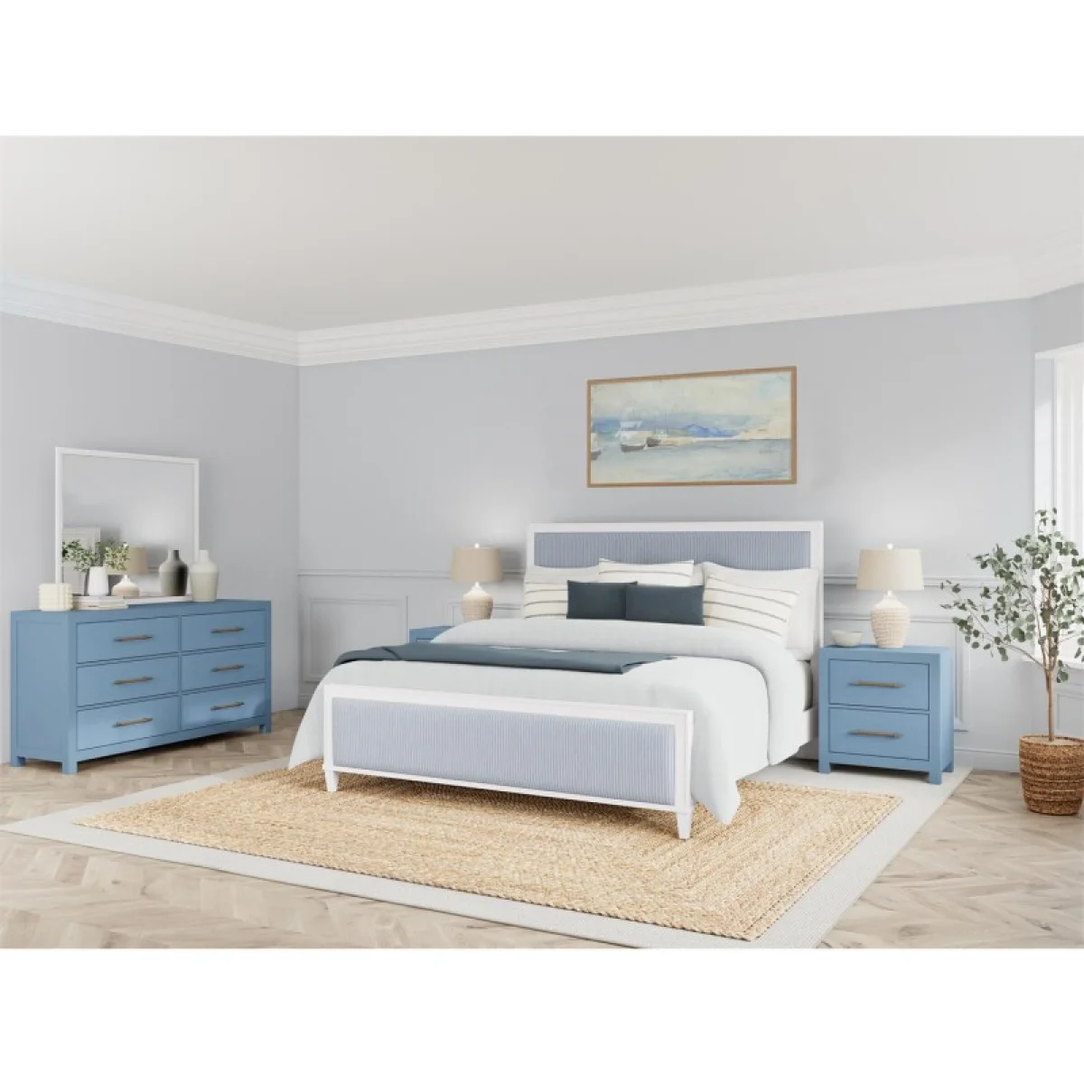 66″ 6-drawer Dresser-blue Dressers blue 4