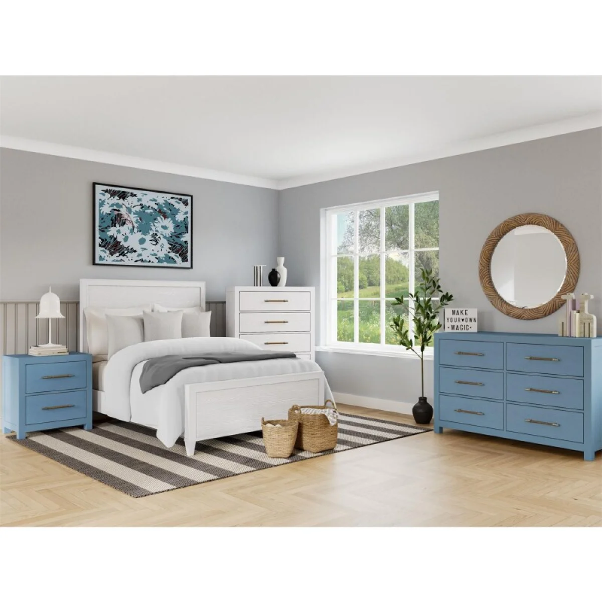 Round Mirror Bedroom Mirrors Cream 15