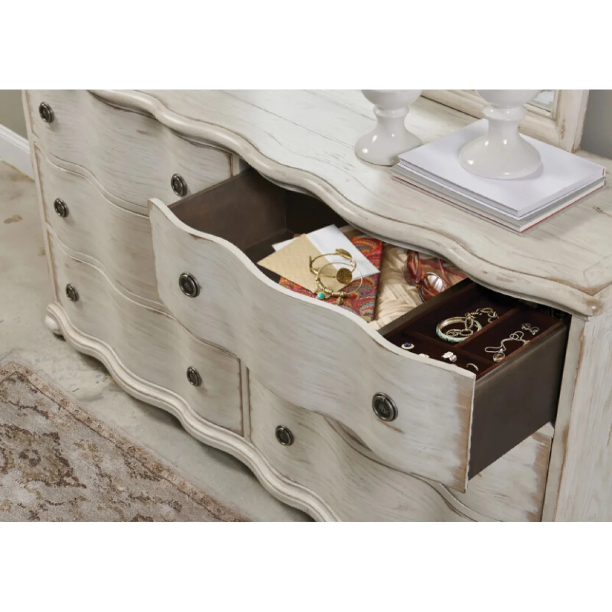 Cambric Helene Six Drawer Dresser – Crème Dressers American Drew 7