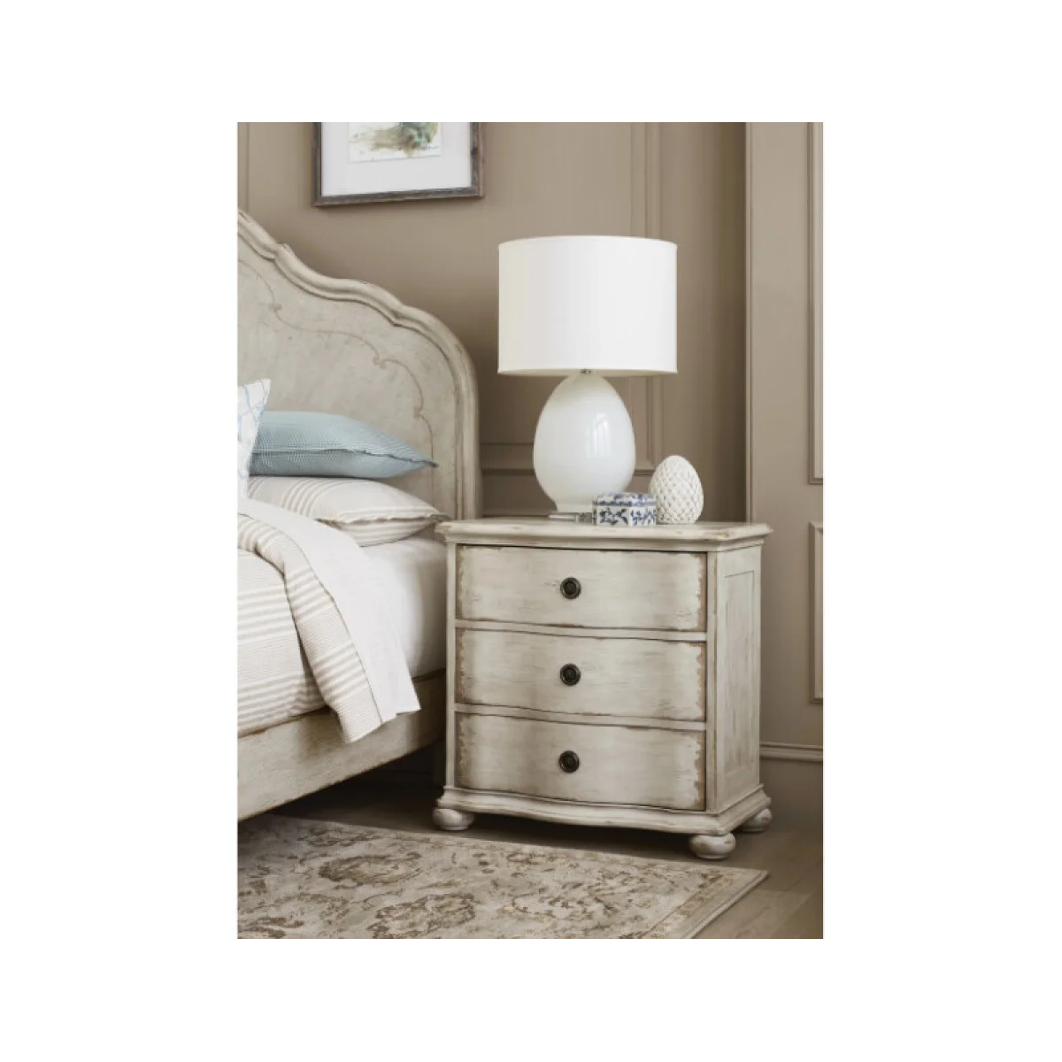 Cambric Helene Three Drawer Nightstand – Crème Nightstands American Drew 4