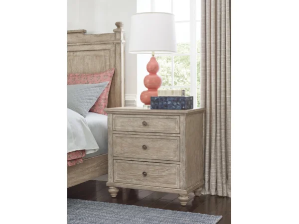Cambric Miriam Three Drawer Straight Nightstand – Breve Nightstands American Drew