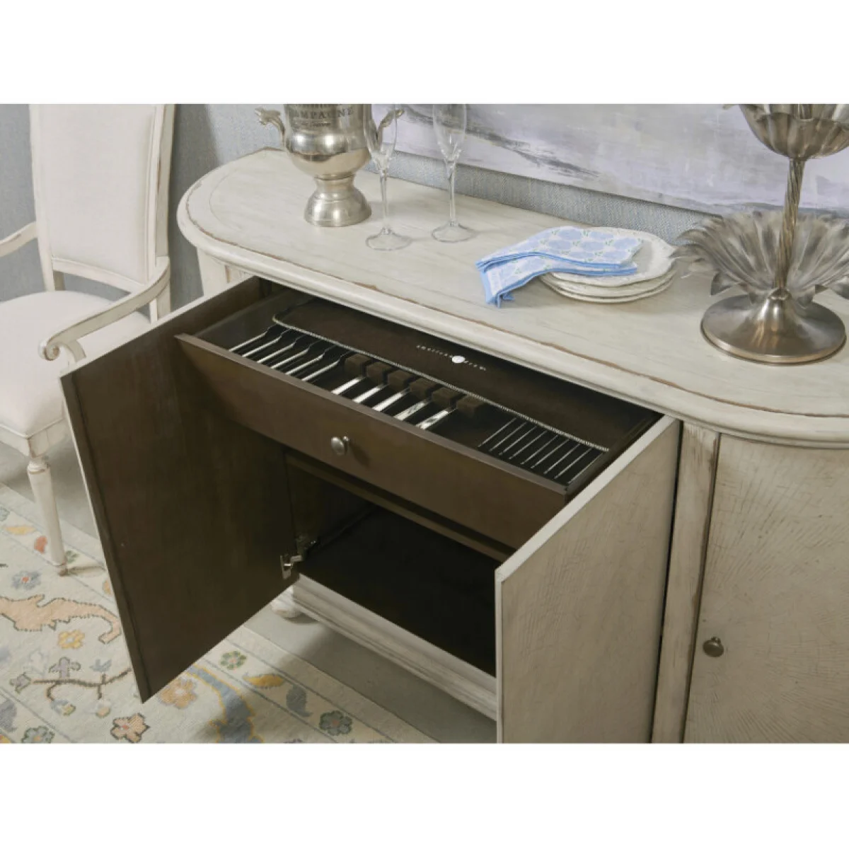 Cambric Picard Curved Buffet – Crème Dining Storage American Drew 6