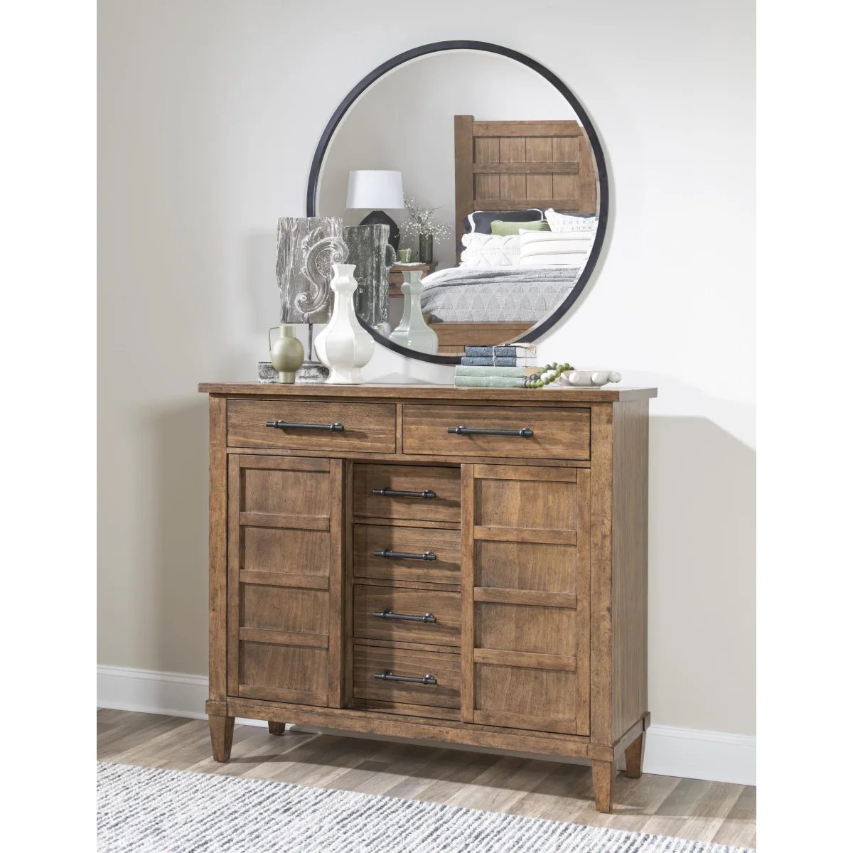 Round Mirror Bedroom Mirrors black 9