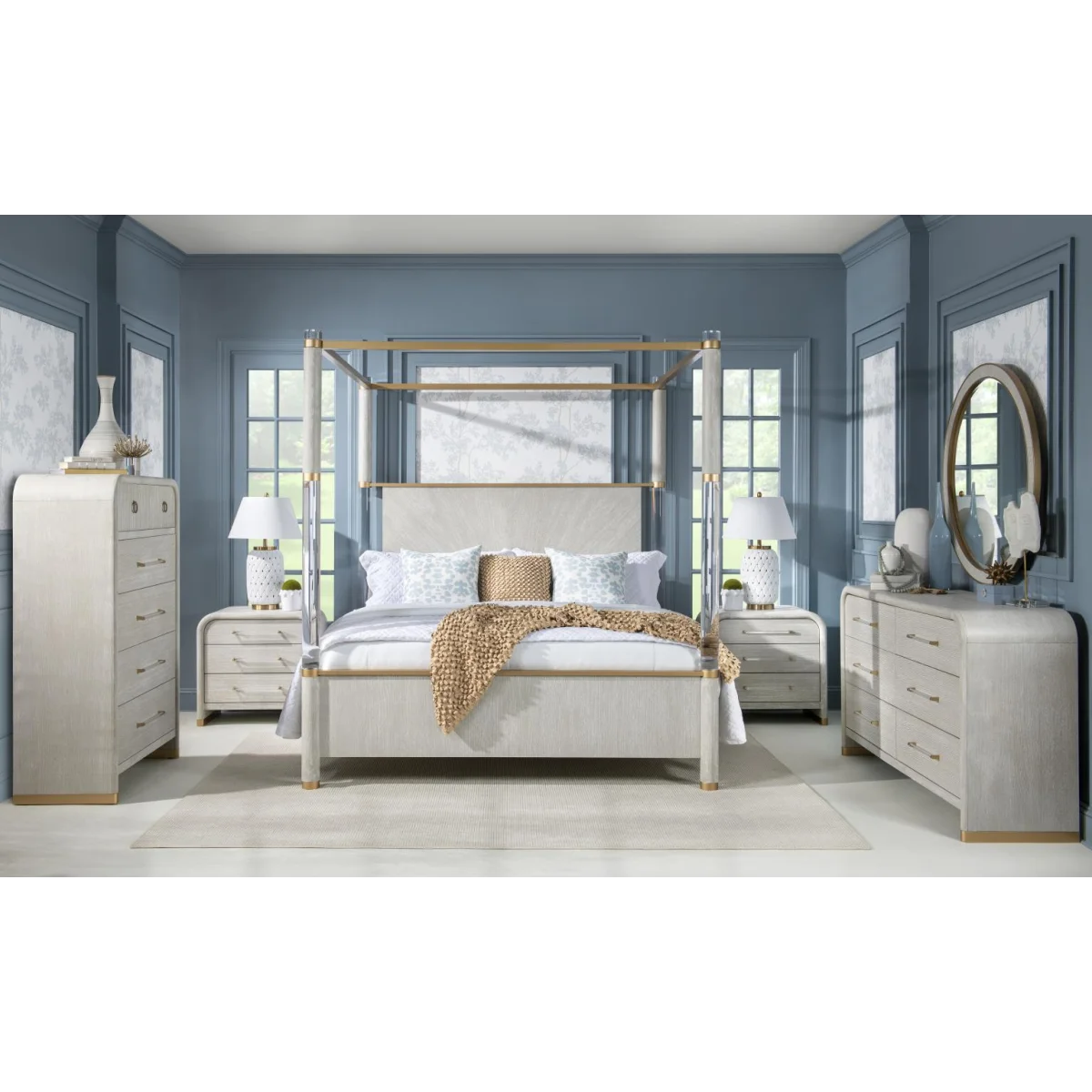 Oyster Three Drawer Nightstand Nightstands Cream 8