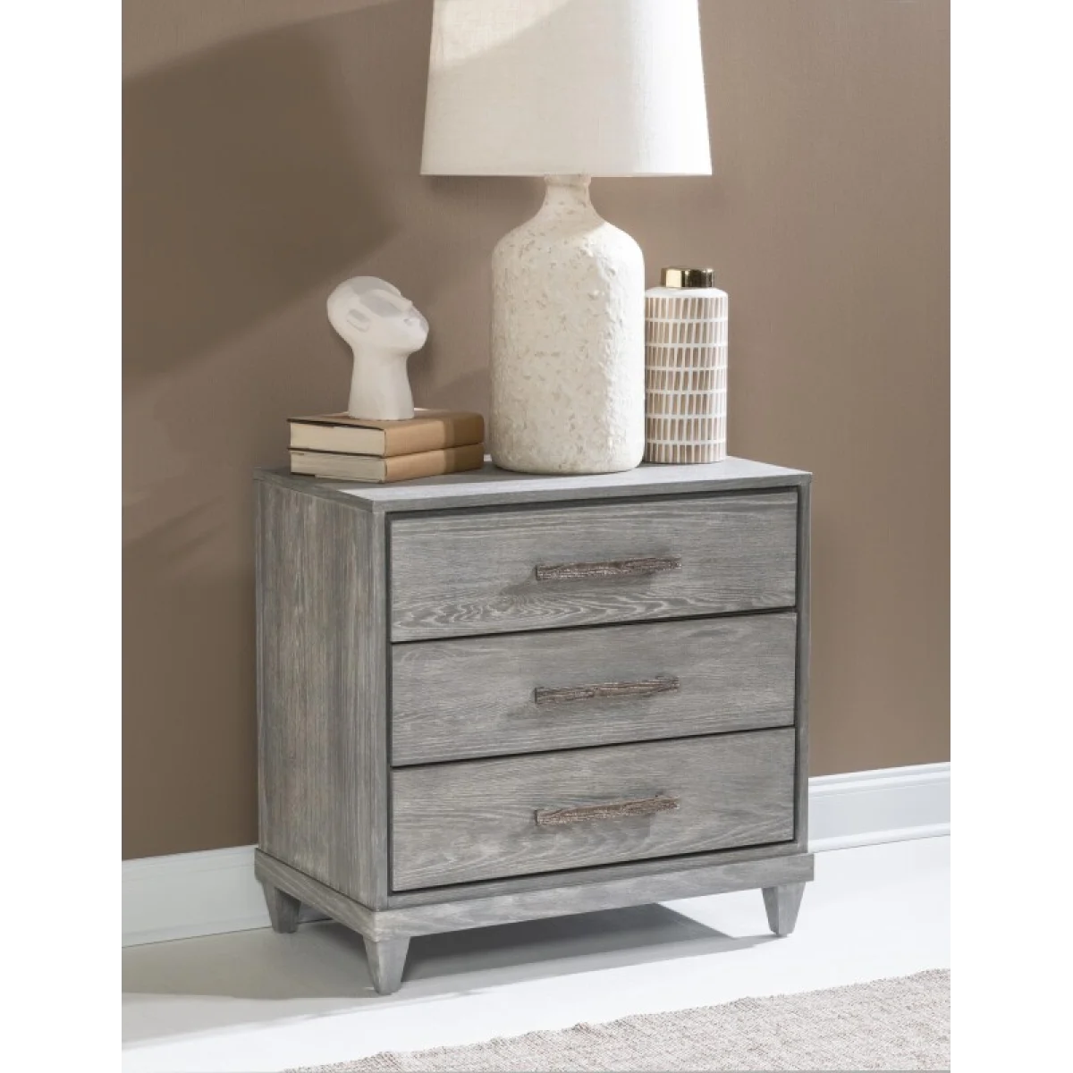 3 Drawer Nightstand Nightstands Gray 4