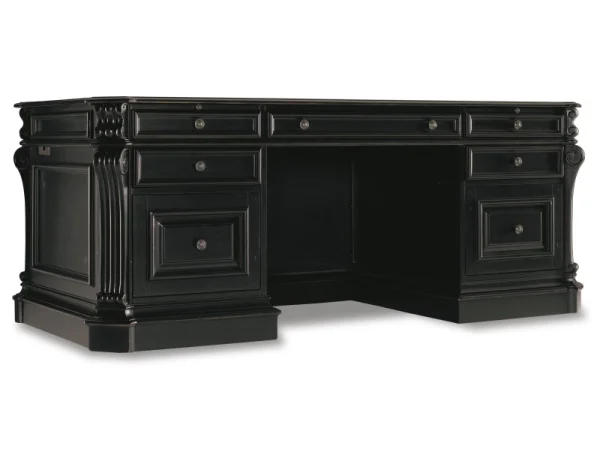 Telluride 76” Executive Desk withLeather Panels Desks black