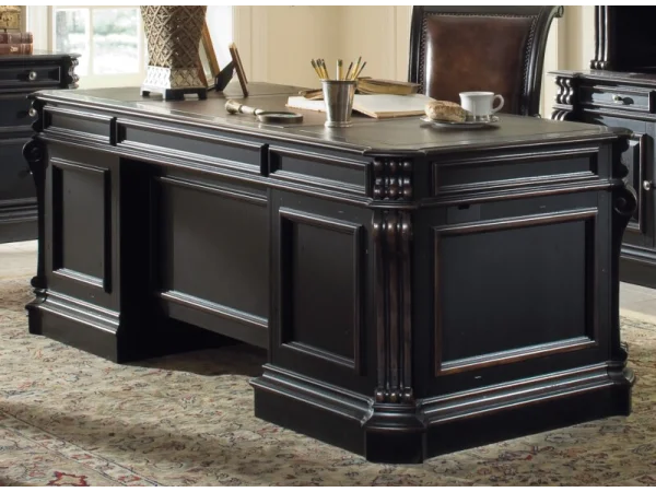 Telluride 76” Executive Desk withWood Panels Desks black