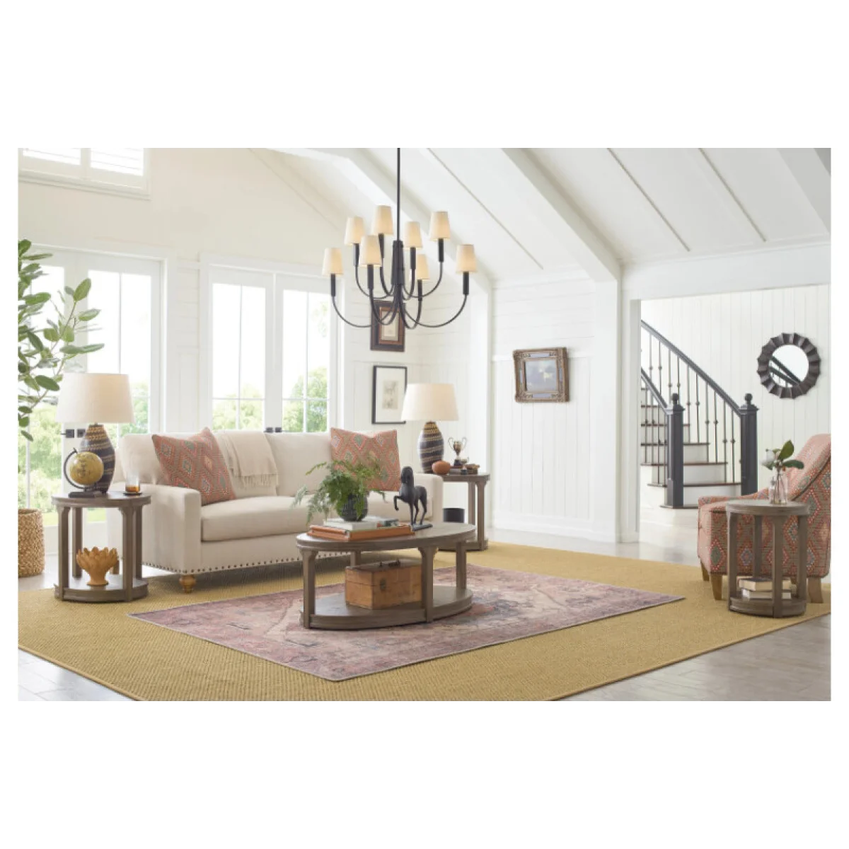 Marsham-hamilton Oval Coffee Table On Casters Cocktail & Coffee Tables Brown 6