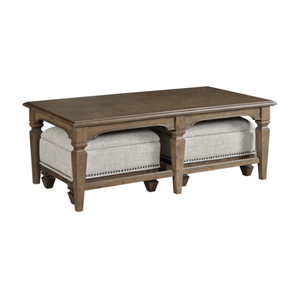 Maribelle Nesting Coffee Tbl W/2 Ottomans – Package Cocktail & Coffee Tables Brown 4