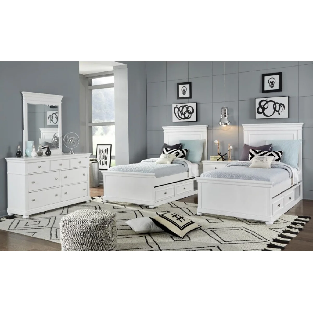 Complete Panel Full Bed White Finish Youth Beds Legacy Classic Furniture 7