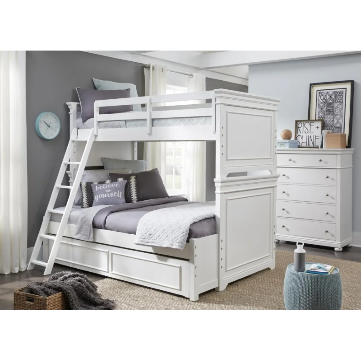 Complete Bunk Twin Full Ext White Youth Beds Legacy Classic Furniture 7