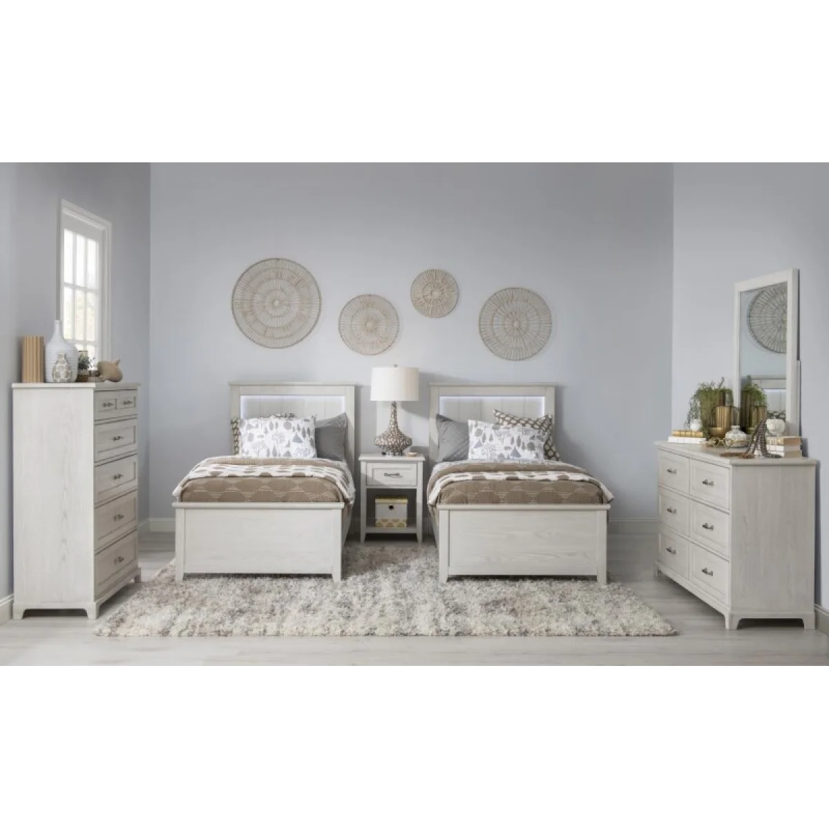 Complete Panel Bed Full Youth Beds Bleached Linen 8